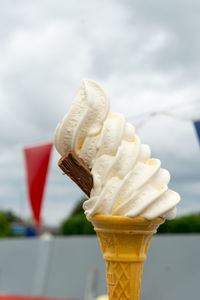 Close-up of ice cream cone against blurred background