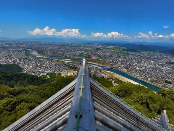 High angle view of cityscape against sky