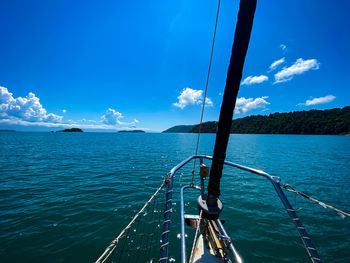 Scenic view of sea against blue sky