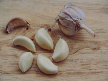 High angle view of eggs on table