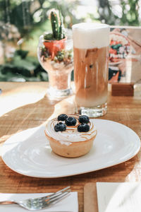 Close-up of dessert in plate on table