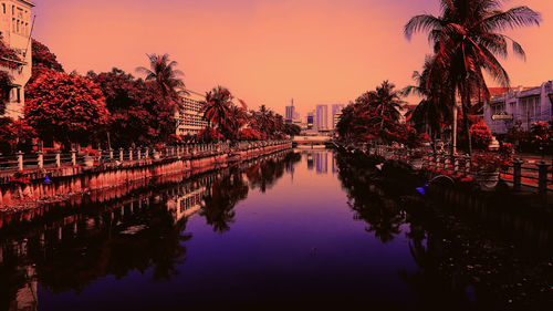 Reflection of buildings in water