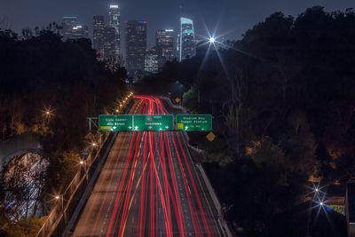 Light trails on city at night