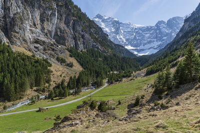 Scenic view of mountains during winter