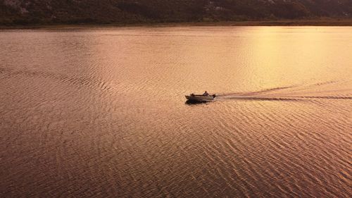 High angle view of nautical vessel on sea