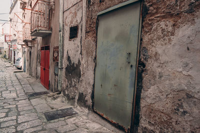 Closed door of old building