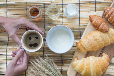 Close-up of breakfast on table