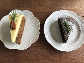 High angle view of breakfast on table