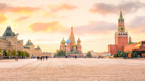 Panoramic view of buildings in city against sky