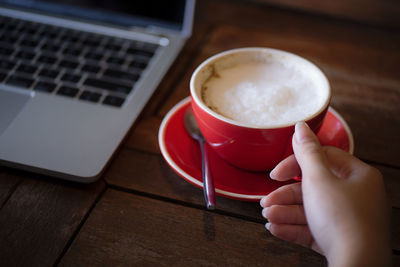 Coffee cup on table