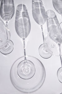 High angle view of wine glass on table