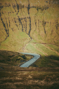 High angle view of road by land