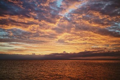 Scenic view of sea against dramatic sky