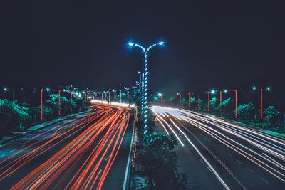 Light trails on highway at night