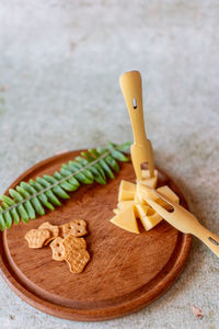 High angle view of cookies on table