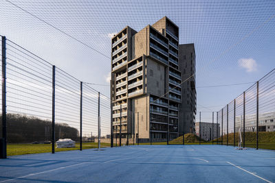 Low angle view of modern building against sky