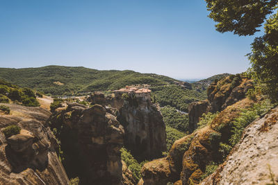 Scenic view of mountains against clear sky