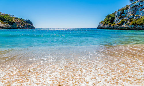 Scenic view of sea against clear sky