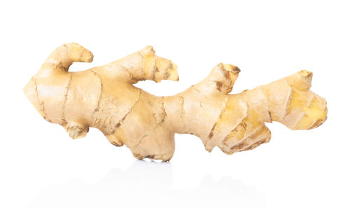 Close-up of cookies against white background