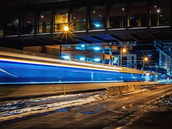 Blurred motion of train at night