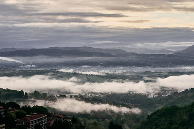 High angle view of mountains against sky