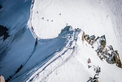 High angle view of snowcapped mountain