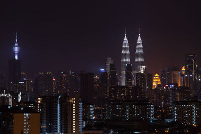 High angle shot of illuminated cityscape