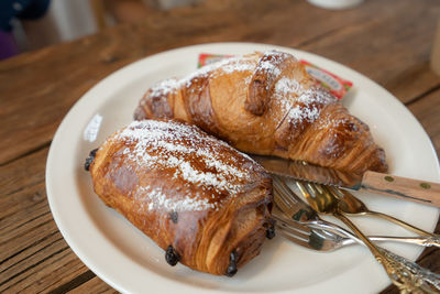 Close-up of breakfast served on table