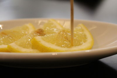 Close-up of food on wooden table