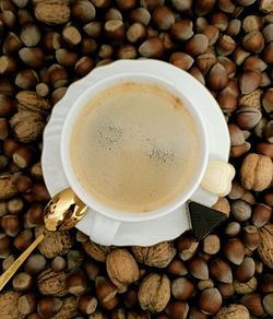 High angle view of coffee on table