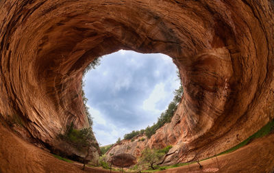 Panoramic view of rock formation against sky