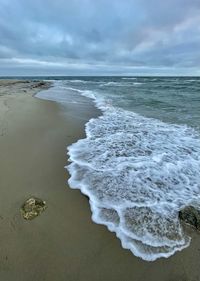 Ocean on overcast day at chatham, cape cod