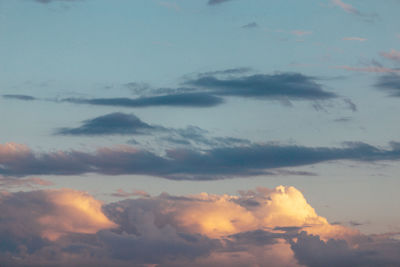 Low angle view of clouds in sky during sunset