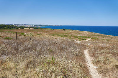 Scenic view of sea against clear sky