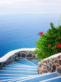 Stone steps to the sea. santorini landscape. greece