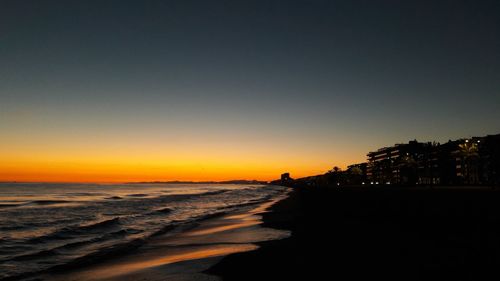 View of beach at sunset