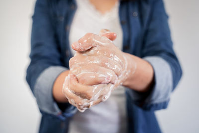 Close-up of woman holding ice cream