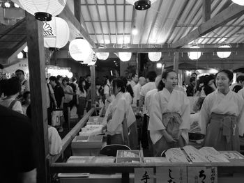 Group of people at market