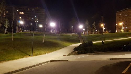 View of illuminated building at night