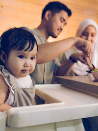 Lifestyle image of a happy family bonding together.