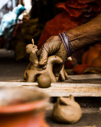 Close-up of hands sculpture