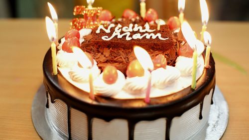 Close-up of cake on table