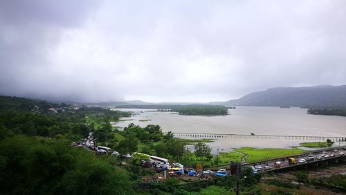 High angle view of landscape against sky