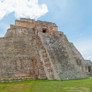 Low angle view of old ruins against sky