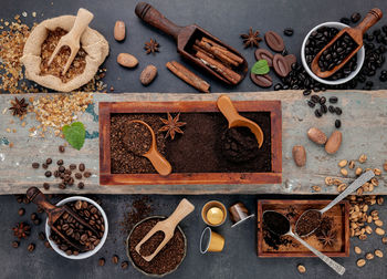 High angle view of food in kitchen