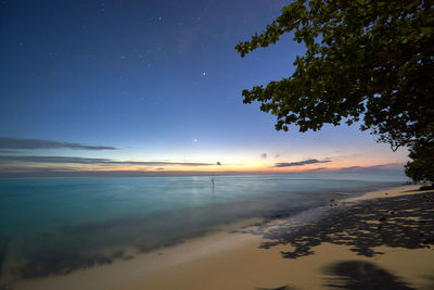 Scenic view of sea against sky at sunset