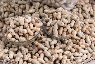 Full frame shot of peanuts at market for sale