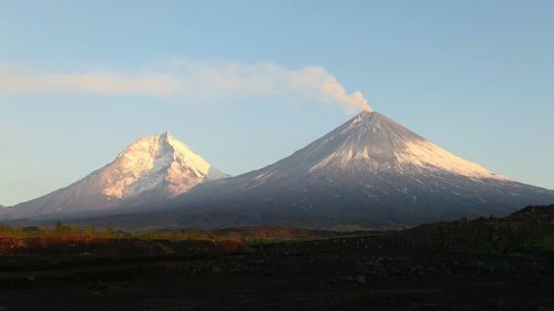 Scenic view of snowcapped mountain against sky