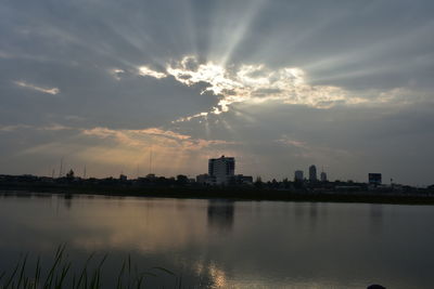 View of city at sunset