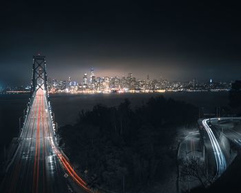 High angle view of illuminated buildings at night